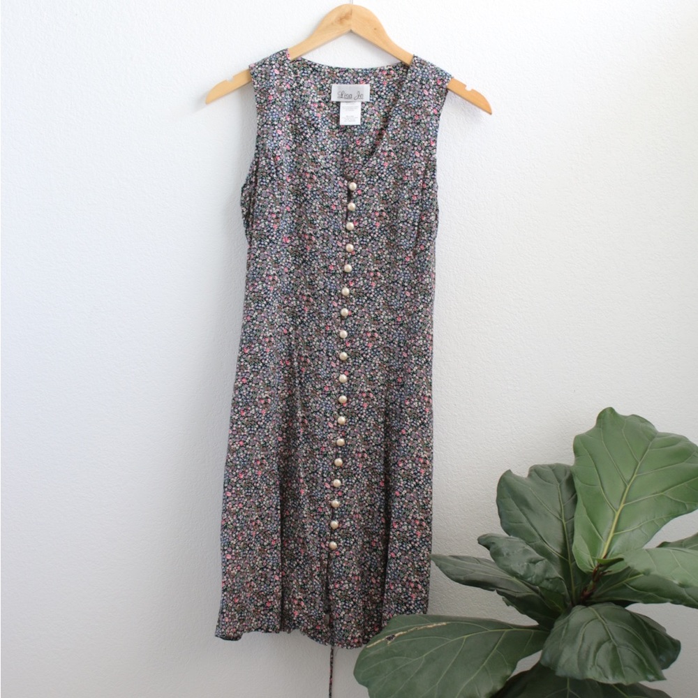 Vintage Lisa Jo Floral Mini Dress Sz: 14/16